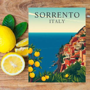 Sorrento, Italië Citroenen Reis Retro Briefkaart