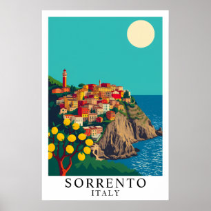 Sorrento Italië Vintage Reislemons Kunst Poster