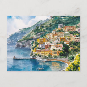 Sorrento Italië Waterverf Schilderen Briefkaart