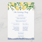 Sorrento Lemons Blauw Italiaans Tegels Bruiloft Programma (Achterkant)