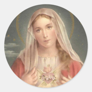 Sorrowful & Immaculate Heart van Maagd Mary Ronde Sticker