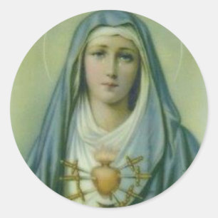 Sorrowful & Immaculate Heart van Maagd Mary Ronde Sticker