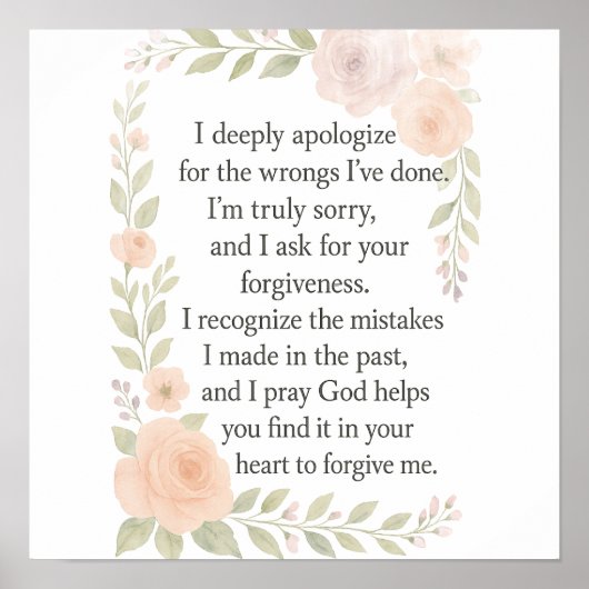 Sorry/Apology\ Forgiveness Floral Poster (Voorkant)