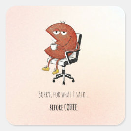 Sorry Before Coffee Retro Cartoon Laptop Decal Vierkante Sticker