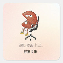 Sorry Before Coffee Retro Cartoon Laptop Sticker