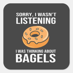Sorry dat ik dacht aan Bagels Joodse Chanoeka Vierkante Sticker