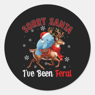 Sorry dat ik Feral Xmas Santa Manatee heb gereden Ronde Sticker