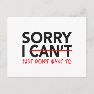 Sorry dat ik het niet kan. briefkaart