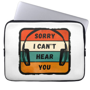 Sorry dat ik je niet kan horen - Retro Hoofdtelefo Laptop Sleeve