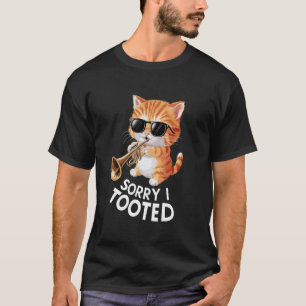 Sorry dat ik op oranje tabby kat die trompet speel t-shirt