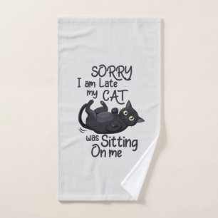 Sorry dat ik te laat ben - Cat Rules! Bad Handdoek