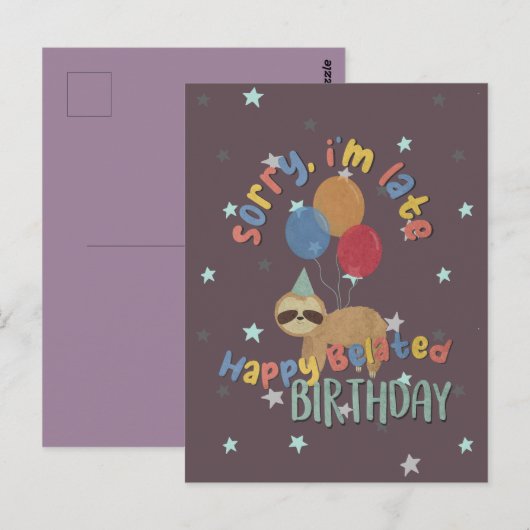 Sorry dat ik te laat ben. Gefeliciteerd na afloop  Briefkaart (Voorkant / Achterkant)