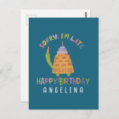 Sorry dat ik te laat ben. Gefeliciteerd verjaardag Briefkaart (Voorkant / Achterkant)