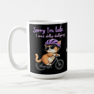 Sorry dat ik te laat ben, ik verspeelde mijn tijd, koffiemok