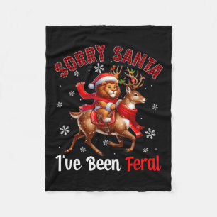 Sorry dat ik verwilderd kerstman leeuw rijden fleece deken