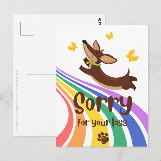 Sorry for het verlies van uw hond ansichtkaart briefkaart (Voorkant / Achterkant)