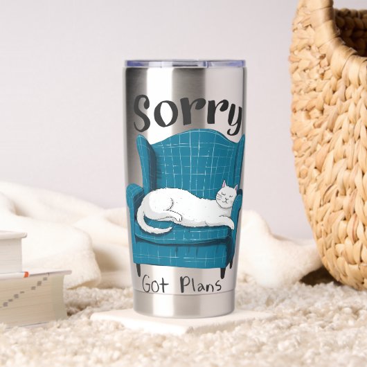 Sorry Got Plans Funny Cat Lover Gift Geïsoleerde Drinkbeker (Woonkamer (Gedraaid) )