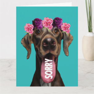 Sorry Great Dane Hond met Bloemen Verontschuldigin Kaart