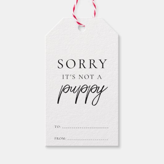 Sorry, het is geen puppy grappige kerst cadeaulabel (Voorkant)