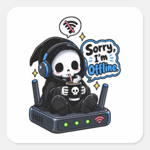 Sorry ik ben offline introvert gamer humor vierkante sticker