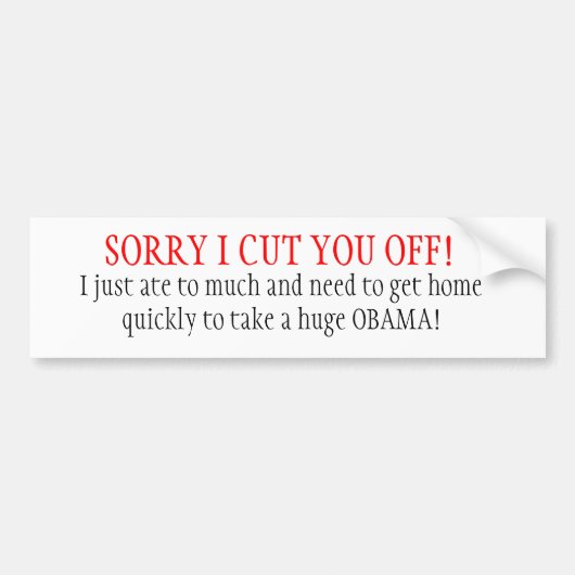 SORRY, IK HEB JE AFGESCHAFT. BUMPERSTICKER (Voorkant)