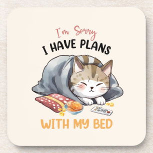 Sorry, ik heb plannen met mijn bed - Cosy Cat Bier Onderzetter