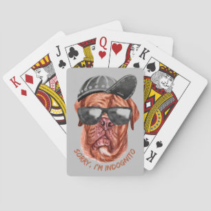 SORRY I'M INDOGNITO (Franse Mastiff) grappige hond Pokerkaarten