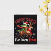 Sorry I've Been Feral Kerstmis Kerstman Alligator Kaart (Gele Bloem)