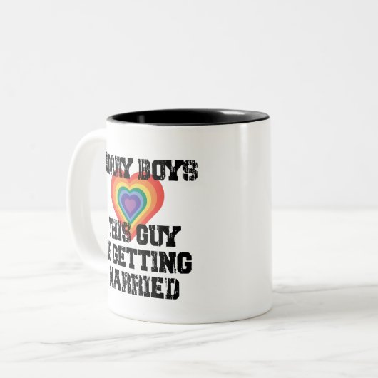 Sorry jongens, deze man gaat homo trouwen tweekleurige koffiemok (Voorkant links)