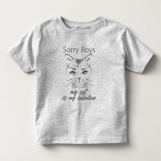 sorry jongens mijn kat is mijn valentine kinder shirts (Voorkant)