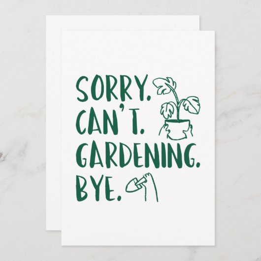 Sorry. Kan niet. Gardening. Dag. Bedankkaart (Voorkant / Achterkant)