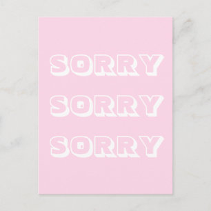 Sorry, lichtroze witte, moderne gedurfde excuses briefkaart