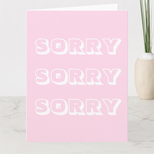 Sorry, lichtroze witte, moderne gedurfde excuses kaart (Voorkant)