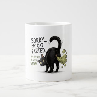 Sorry Mijn Kat Scheet Grappige Zwarte Kat Humor Extra Grote Beker