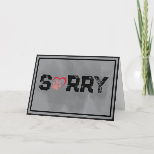 Sorry – Pet Sympathy with Heart Paw Print Kaart (Voorkant)
