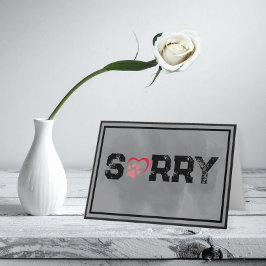 Sorry – Pet Sympathy with Heart Paw Print Kaart