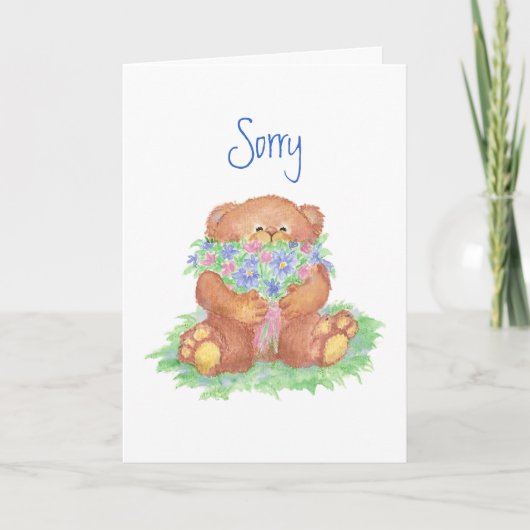 Sorry Please Forgive Me, Teddy Bear Flowers Kaart (Voorkant)
