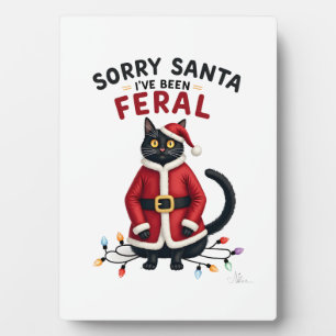 Sorry Santa, ik ben wild Zwarte Katten Kerstmis Fu Fotoplaat