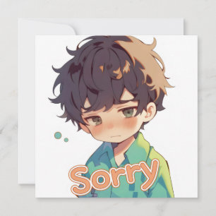 Sorry Schattige Verdrietige Jongen Anime Feestdagenkaart