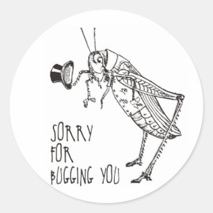 Sorry voor het afluisteren:  sprinkhaan / cricket ronde sticker