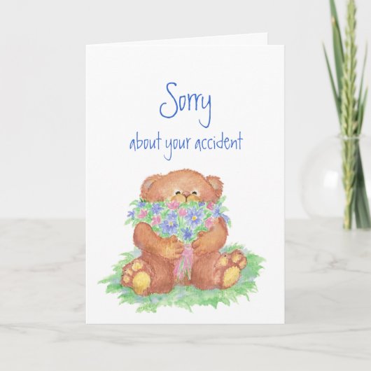 Sorry voor je ongeluk Teddy Bear Flowers Kaart (Voorkant)
