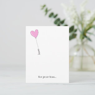 Sorry voor uw verlies - Sweet Pink Balloon Sympath Briefkaart