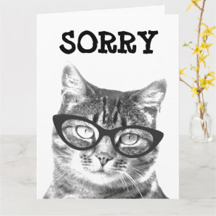 Sorry wenskaart met kat in een bril afbeelding kaart