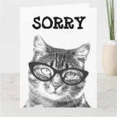 Sorry wenskaart met kat in een bril afbeelding kaart (Voorkant)