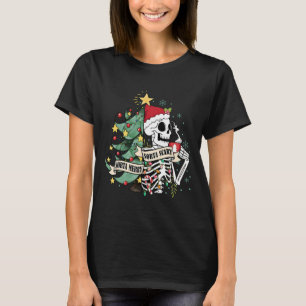 Sorta Merry Sorta Scary Skeleton Snow Christmas Xm T-shirt