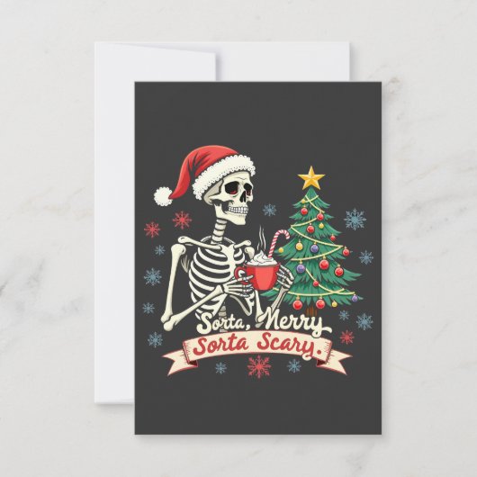 Sorta Merry Sorta Scary Spooky Skeleton Xmas Bedankkaart (Voorkant)