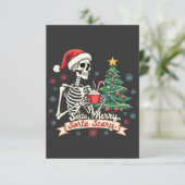 Sorta Merry Sorta Scary Spooky Skeleton Xmas Bedankkaart (Staand voorkant)