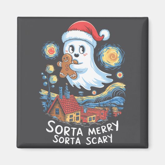 Sorta Merry Sorta Y Santa Ghost Christmas Gingerbr Magneet (Voorkant)