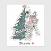 "Sorta Scary Sorta Merry" Kerstskelet Sticker (Vel)