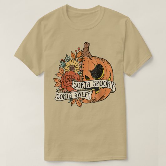  Sorta Sorta Spooky Flower Pumpkin Ha T-shirt (Design voorkant)